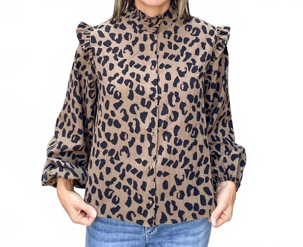 NEW ANNIEWEAR andi high neck top in leopard-print